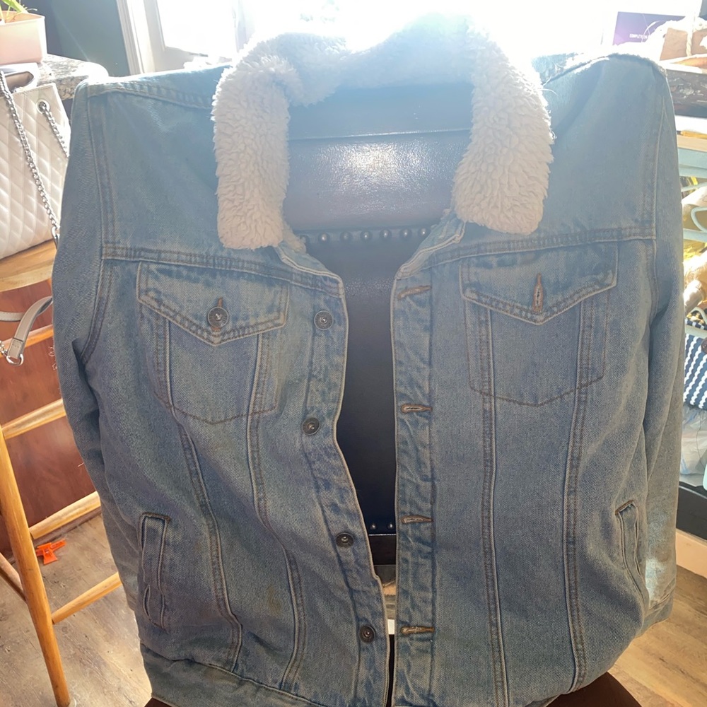 Fleece lined jean coat
